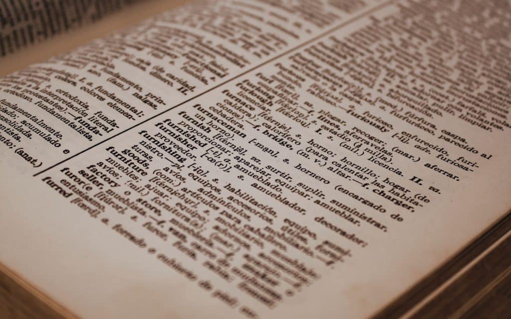 Close-up of a dictionary page