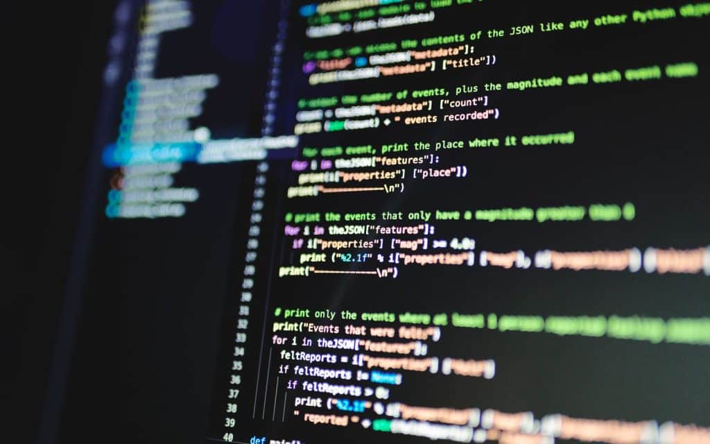 Monitor displaying lines of code